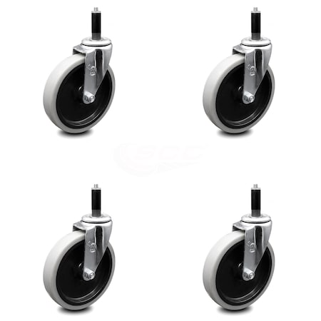 Service Caster 5 Inch Thermoplastic Rubber Wheel 1 Inch Expanding Stem Caster SCC, 4PK SCC-EX05S510-TPRS-1-4